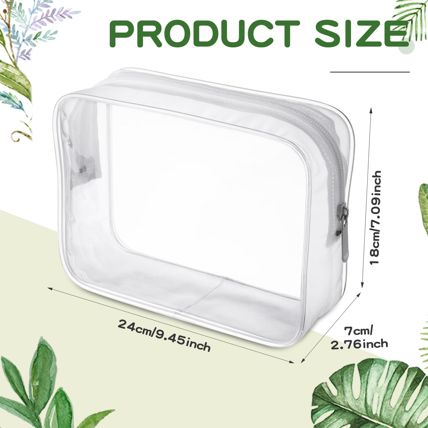 Weewooday 12 Pieces Clear Cosmetics Bag PVC Zippered Clear Toiletry Carry Pouch Cosmetic Makeup Bag Waterproof Makeup Vinyl Plastic Organizer Case for Vacation Bathroom(Matte White,Large)