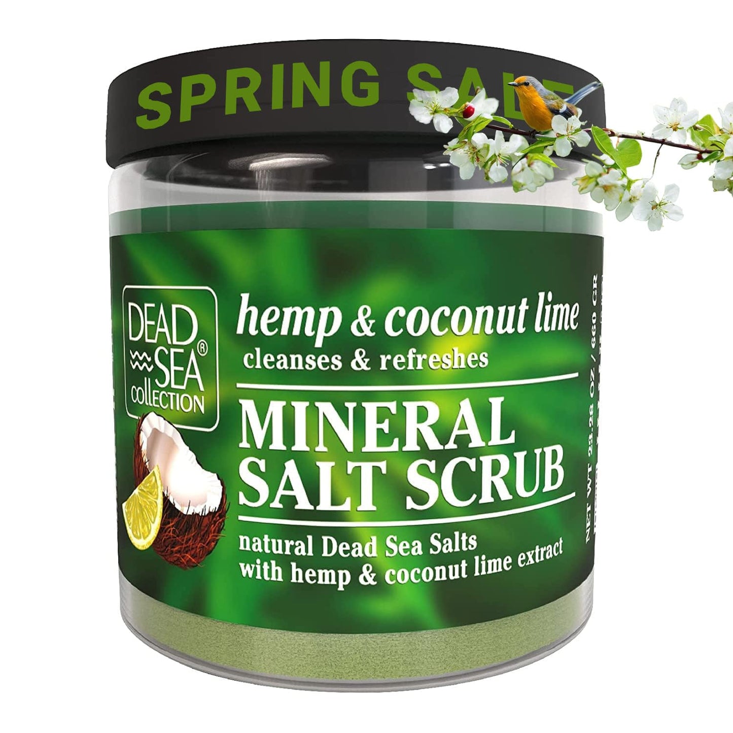 Dead Sea Collection Hemp & Coconut Lime Salt Scrub – Exfoliating Body Scrub for Women – Moisturizing and Nourishing Skin – with Pure Oils and Dead Sea Minerals (23.28 Oz)
