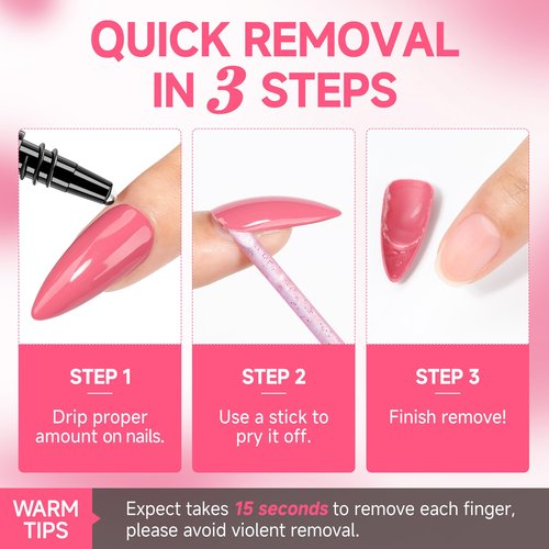 UNA GELLA Quick Removal Gel Nail Glue Remover for Press On Nails: 12ml*2pcs Acrylic Nails Semi Solid Nail Glue Acetone-Free, Not for Gel Polish Base Coat Soak Off Remover Kit Drip Use