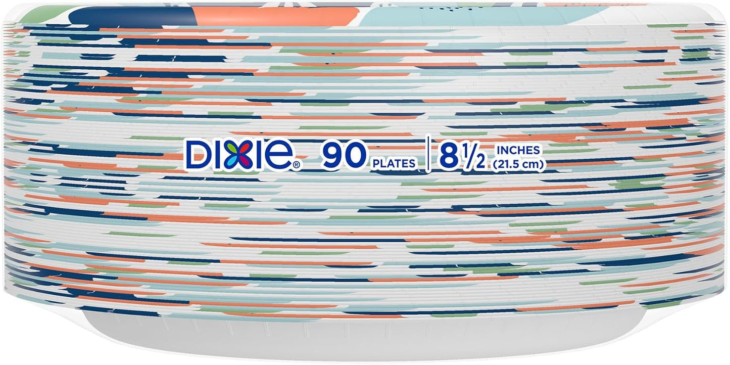 Dixie Medium Paper Plates - 8.5 Inch, 90 Count | 2X Stronger, Microwave-Safe & Soak-Proof