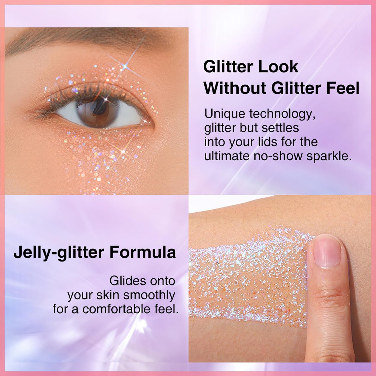 MIELIKKI Glitter Gel for Face and Body, Sparkling Holographic Body Shimmer Gel, Reflective Diamond Sequins Pigment for Eye Lip Hair Nails Paint, Festival Rave Accessories, 02