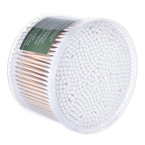 MONCOM Cotton Swabs - 500 Count Biodegradable Eco-Friendly Double Round Tips | Strong Wooden Sticks, 2.8 Inch
