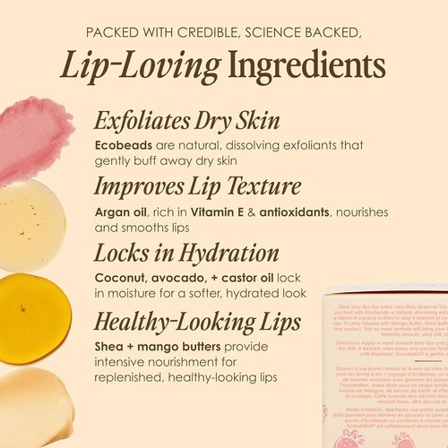 Grande Cosmetics GrandeBUFF Lip Scrub - Moisturizing Formula with Mango & Shea Butter for Soft Lips (0.53 fl oz)