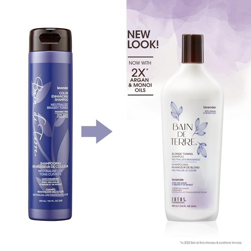 Bain de Terre Lavender Blonde Toning Shampoo - Neutralizes Brassy Tones for Cool Blonde Hair | 13.5 Fl Oz