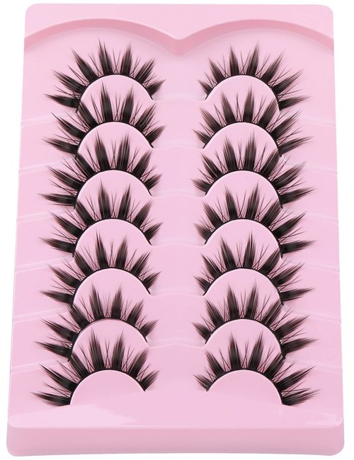 False Eyelashes Manga Anime Lashes Japanese Cosplay Spiky Lashes Mink Dramatic Thick Fake Eyelashes Extensions Doll Strip Lashes 7 Pairs Pack by EYDEVRO