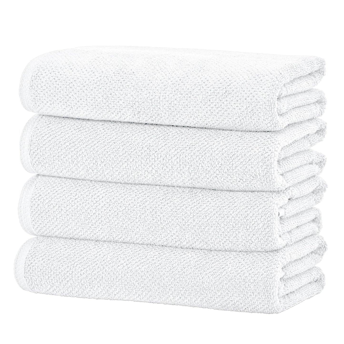 Great Bay Home White Bath Towels - 100% Cotton 4 Pack 54x27 Bath Towel Set - Absorbent, Quick-Drying, Durable Towels for Bathroom Decor - Low-Twist, Two-Ply Fibers (Optic White)