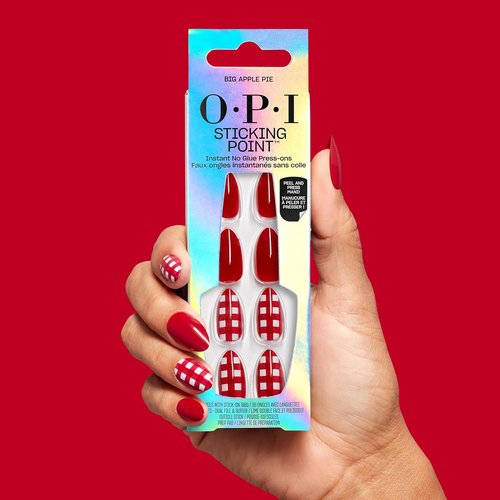 OPI Sticking Point - Instant No Glue Press On Nails | 30 Count with Adhesive Tabs | Short Round, Almond & Squoval
