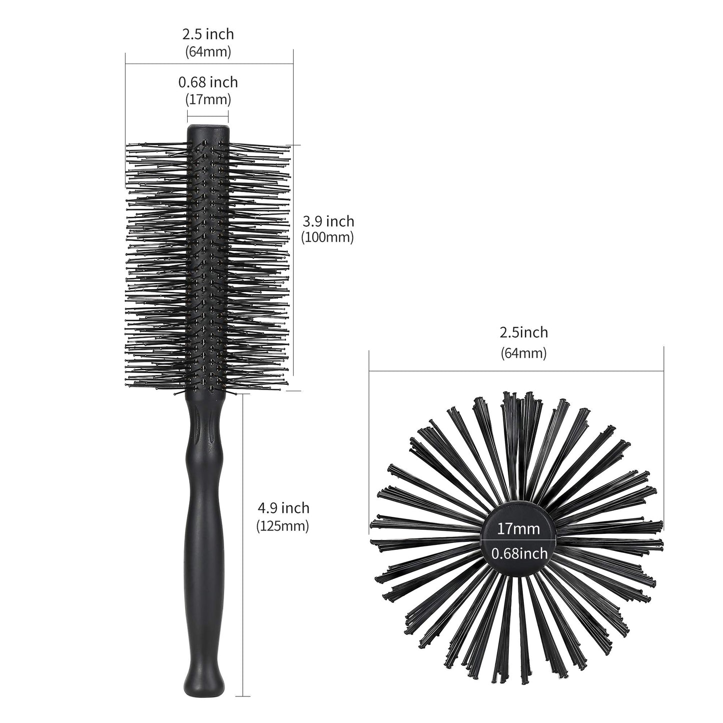 PERFEHAIR Large Round Hair Brush for Women Blow Drying, Soft Nylon Bristles, 2.5-inch Diameter, Big Round Brush for Blowout, Styling, Curling, Smoothing Medium to Long Wavy, Curly, Thick Hair