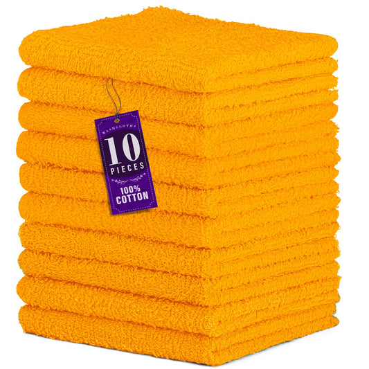 DecorRack 10 Pack 100% Cotton Wash Cloth, Luxurious Soft, 12 x 12 inch Ultra Absorbent, Machine Washable Washcloths, Apricot (10 Pack)
