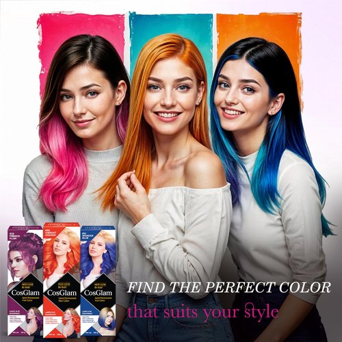 Cosglam Semi Permanent Hair Color for Women & Men, (120g, #12 Hot Pink) Enriched with Conditioner, Glossy Finish, No Ammonia, No Peroxide & Non Oxidative, Vegan Highlights Colorful Hair Dye