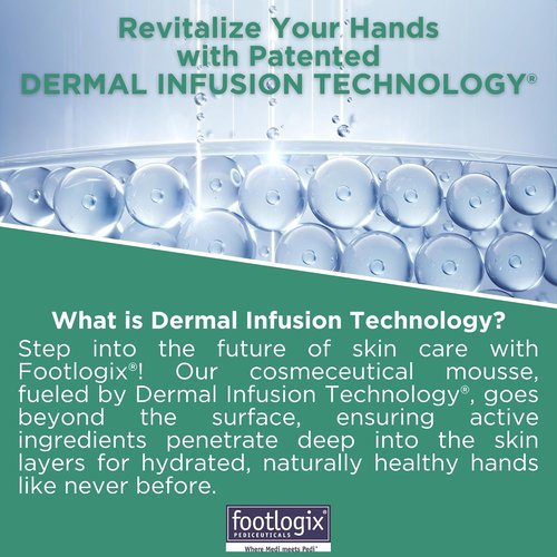 Footlogix Hydrating Hand Mousse - Deep Hydration with Dermal Infusion Technology® | Fast-Absorbing Urea Formula | 4.23 oz/119.9 g