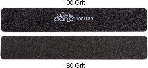 PANA Jumbo Size Double-Sided Nail Files - 10PCS Black Emery Boards, 100/180 Grit for Manicure & Pedicure