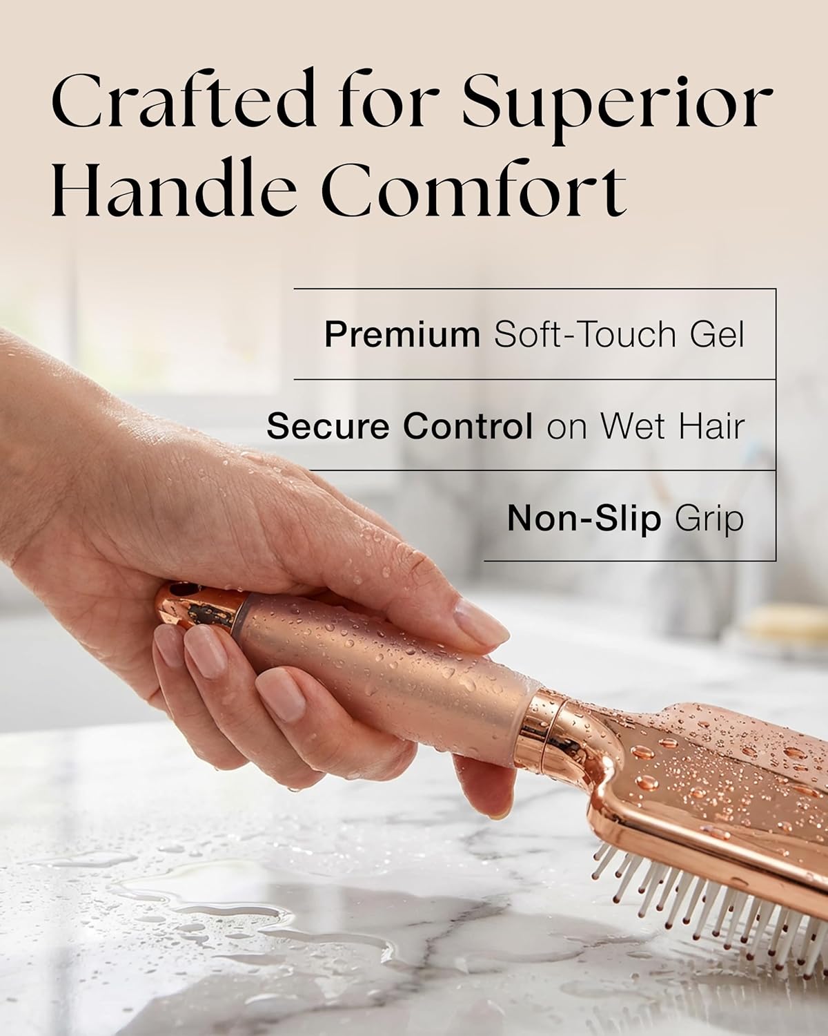 Lily England Paddle Hair Brush - Professional Detangling & Blow Drying Tool | Rose Gold-White Design