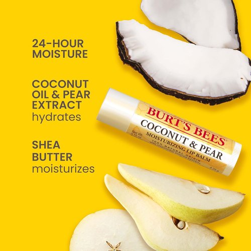 Burt's Bees Lip Balm - Coconut & Pear, Natural Moisturizer with Beeswax | 2 Tubes, 0.15 oz Each