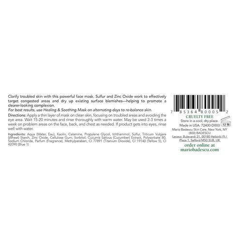 Mario Badescu Drying Mask - Clarifying Formula for All Skin Types with Sulfur & Zinc Oxide | 2 Ounce