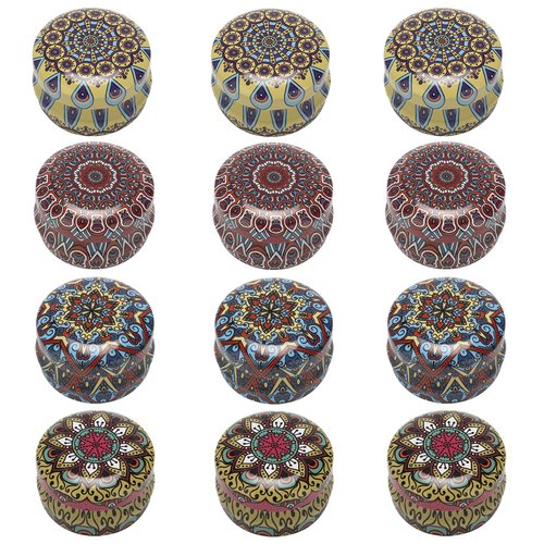 12Pack 10Gram Lip Balm Containers, Round Empty Salve Tins, Mini Refillable Salve Containers for Lip Balm, Salves, Candles, Eye Shadow (Classic)