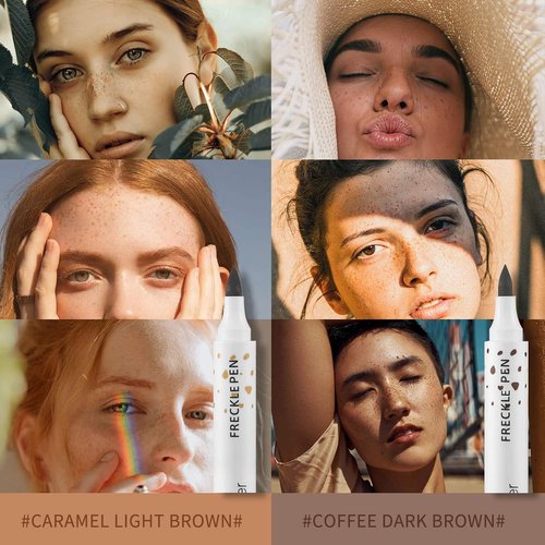 LOKFAR Freckle Pen Set - 2 Pcs Natural Lifelike Makeup Tool for Effortless Sunkissed Look | Dark Brown