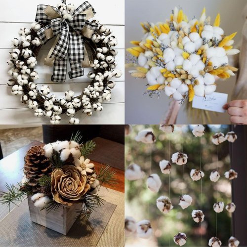 25 Pcs White Cotton Bolls Balls Decor, Dried Cotton Balls for Wreath Decorative, Home, Wedding Decor Balls