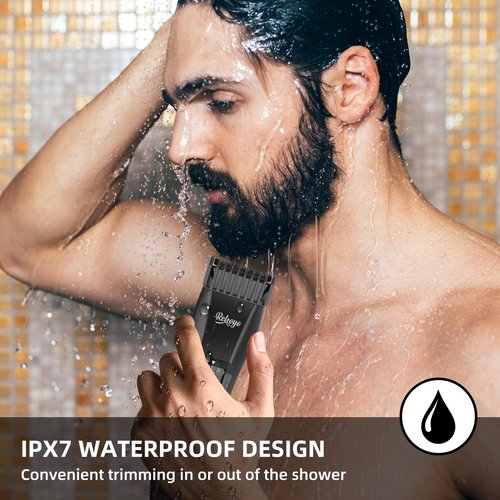 REHOYO Beard Trimmer for Men Adjustable: Professional Cordless Trimmer with 20-Length Dial – Waterproof Hair Clippers w/Stainless Steel Blades for Beard, Mustache & Face Grooming