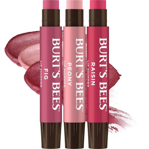 Burt's Bees Lip Shimmer - Tinted Lip Balm Stick for All-Day Hydration | 3 Warm Shades, 3 Tubes x 0.09 Oz