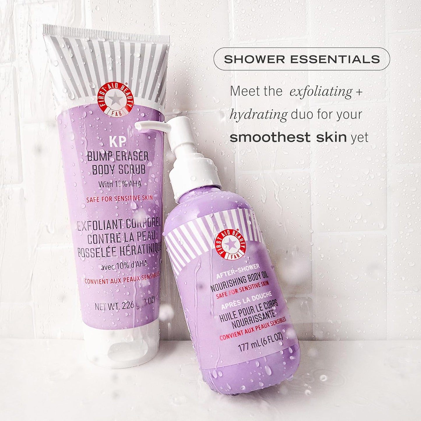Skiennix KP Bump Eraser Body Scrub & Nourishing Body Oil - Exfoliate & Hydrate (8 oz)