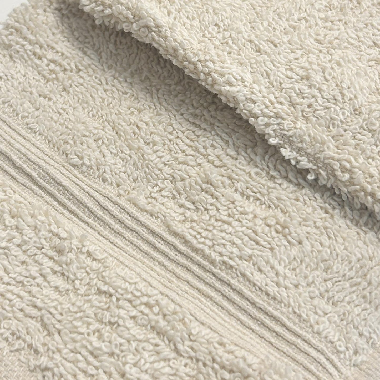 Homewear High Rise Stripe Wash Cloth Set, 12 x 12 Inch - 100% Cotton - Pack of 24, Premium Quality, Gentle and Soft - Ivory