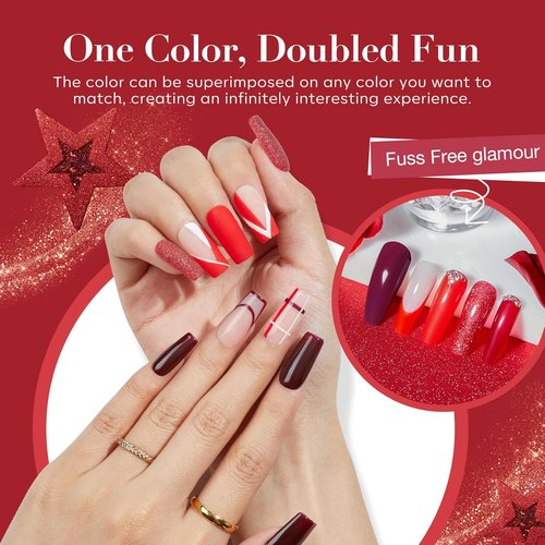 AZUREBEAUTY Dip Powder Nail Kit - 4 Colors Including Red & Burgundy | Complete Manicure Set with Base & Top Coat