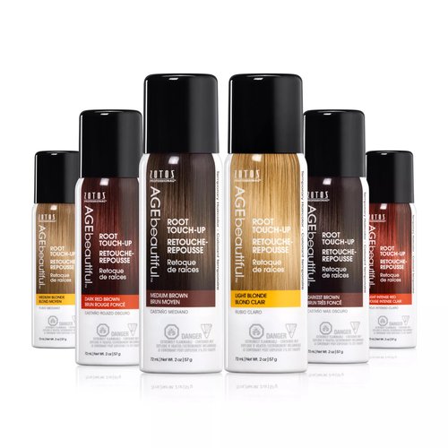 AGE beautiful Root Touch Up Hair Color Spray | Touch-Up Gray Concealer | Temporary Cover Up | Adds Volume & Covers Thinning Patches | Water, Sweat, Stain Resistant | Medium Blonde | 2 Fl Oz