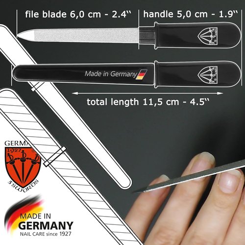3 Swords Germany - Double-Sided Sapphire Metal Pocket Nail File | Fine & Coarse, Made in Solingen