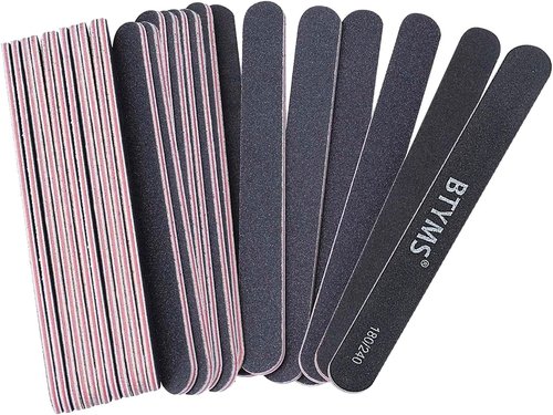 BTYMS Nail Files - 25 Count Double-Sided Emery Boards for Natural Nails | 180/240 Grit Buffing