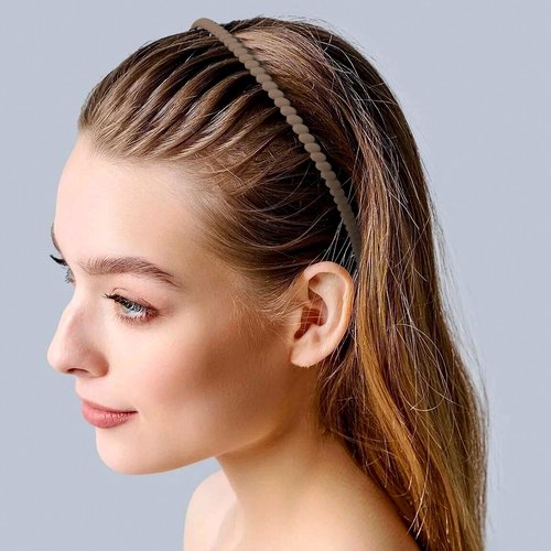 Alpinleux 3 Pcs Headband with Teeth, Comfortable Headbands for Women with Teeth, Fashion Comb Headband, Plastic Head Bands for Women's Hair Non Slip (4.3''×0.7'', Black, Coffee, Khaki)