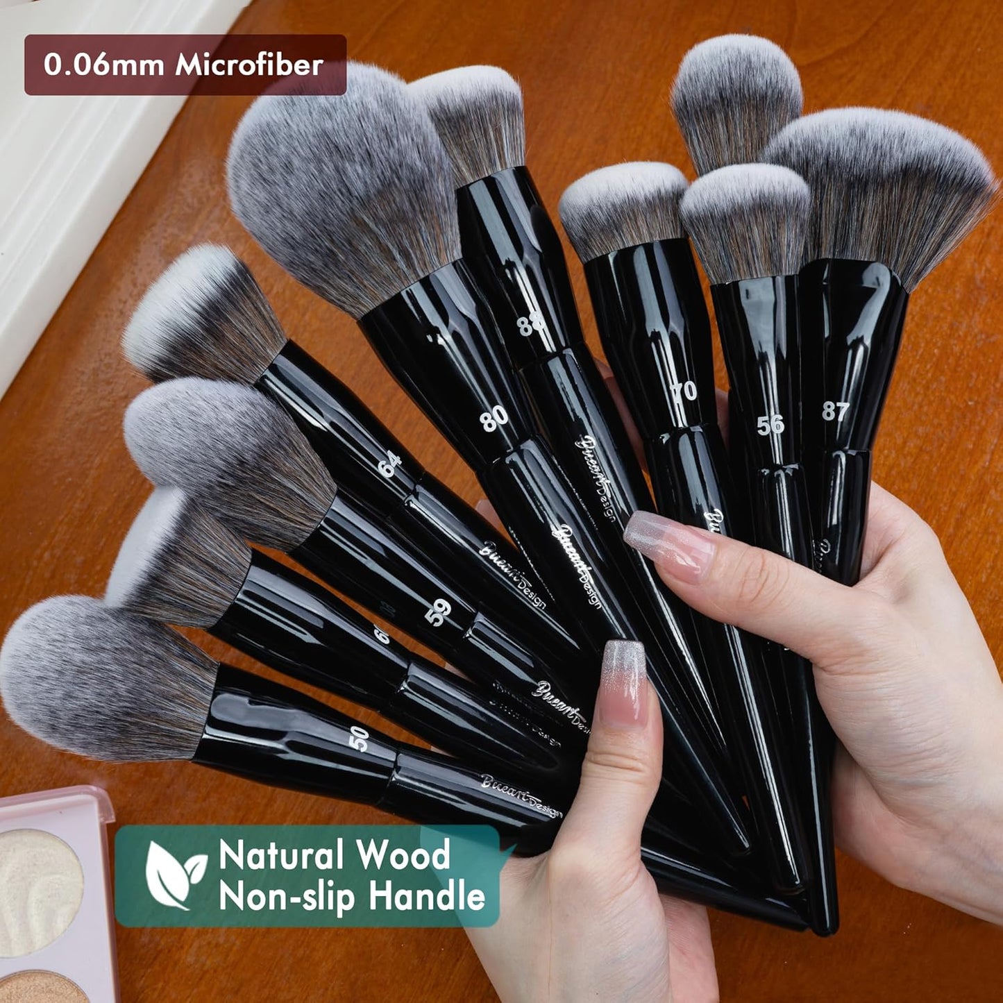 Bueart Design 32-Piece PRO Grade Makeup Brush Set - Ultra-Soft Synthetic Brushes with Large Holder | Classic Black