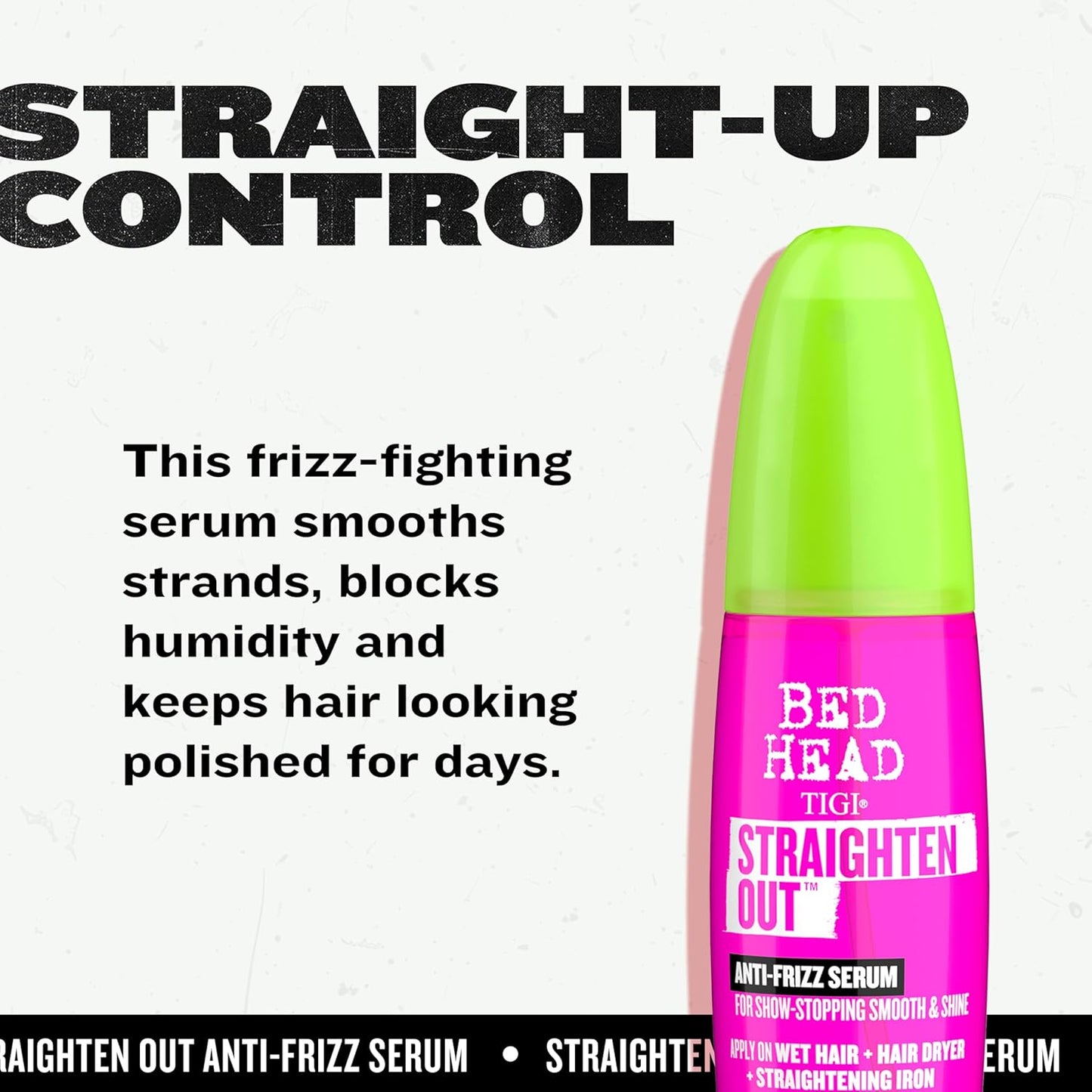 TIGI Bed Head Straighten Out Anti-Frizz Serum - Smooth, Sulfate-Free Styling for All Hair Types