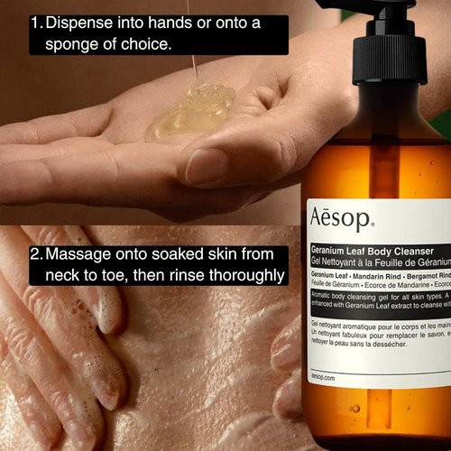 Aesop Geranium Leaf Body Cleanser - Refreshing Shower Gel with Geranium, Mandarin & Bergamot | 500 mL / 16.9 oz