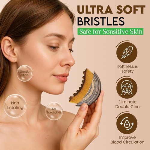 Regine Switzerland Lymphatic Contour Face Brush - Anti-Puffiness Ergonomic Massager for Sculpting