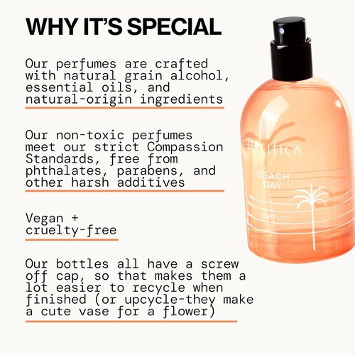Pacifica Beach Day Spray Perfume - Blissful Fragrance with Bergamot, Orange Flower & Sandalwood | Clean Vegan Eau de Toilette