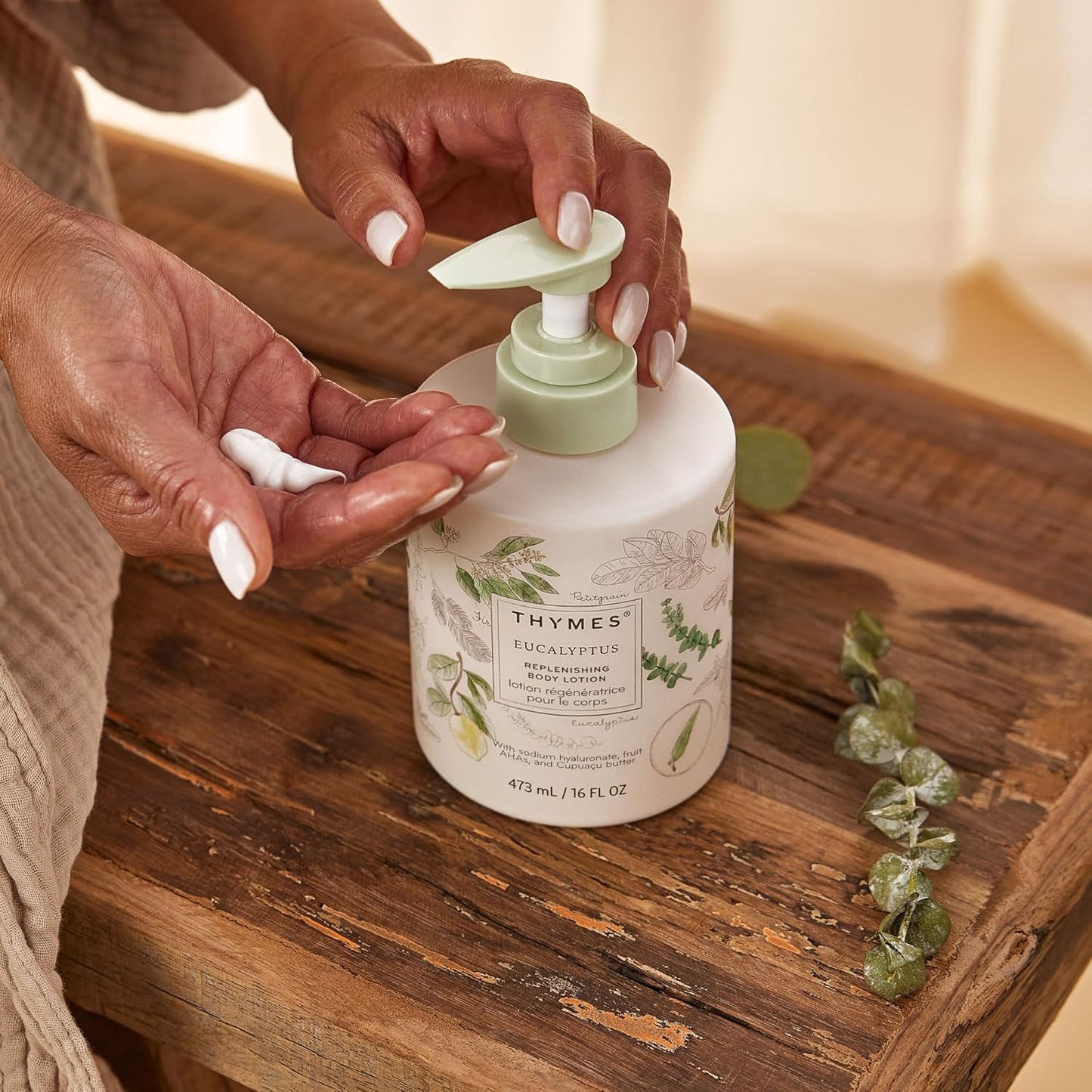 Thymes Replenishing Body Lotion - Moisturizing Formula for Dry Skin - Eucalyptus & Citrus Scent (16 fl oz)