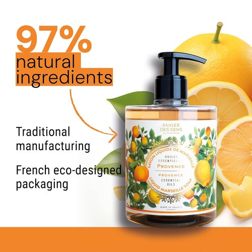 Panier des Sens - Fresh Citrus Liquid Hand Soap - Moisturizing Olive Oil Formula - 16.9 Fl Oz Refillable Bottle