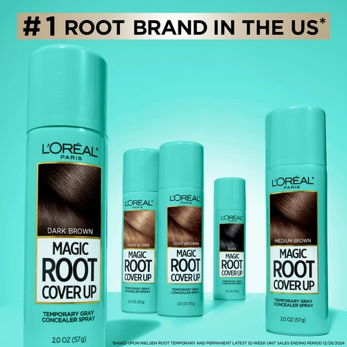 L'Oreal Paris Magic Root Cover Up Temporary Concealer Spray for Gray Hair, Bright Red, 2 Oz
