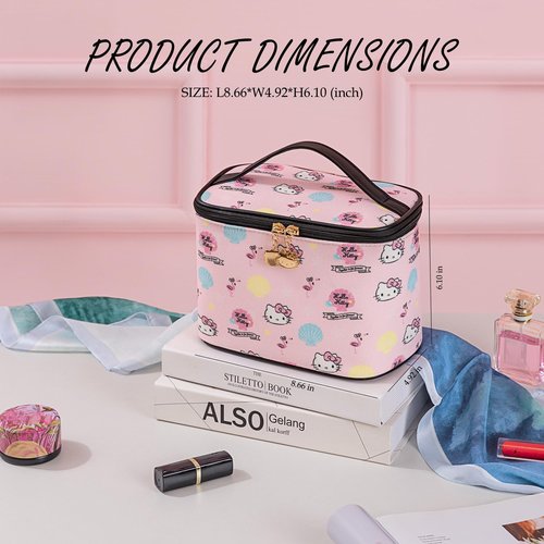 AmBealla Make up Bag Travel Cosmetic Bags Brush Holder Zipper Pouch Case Organizer Cute Organizer Suitable for Purse for Women (09 Sweet Holiday)