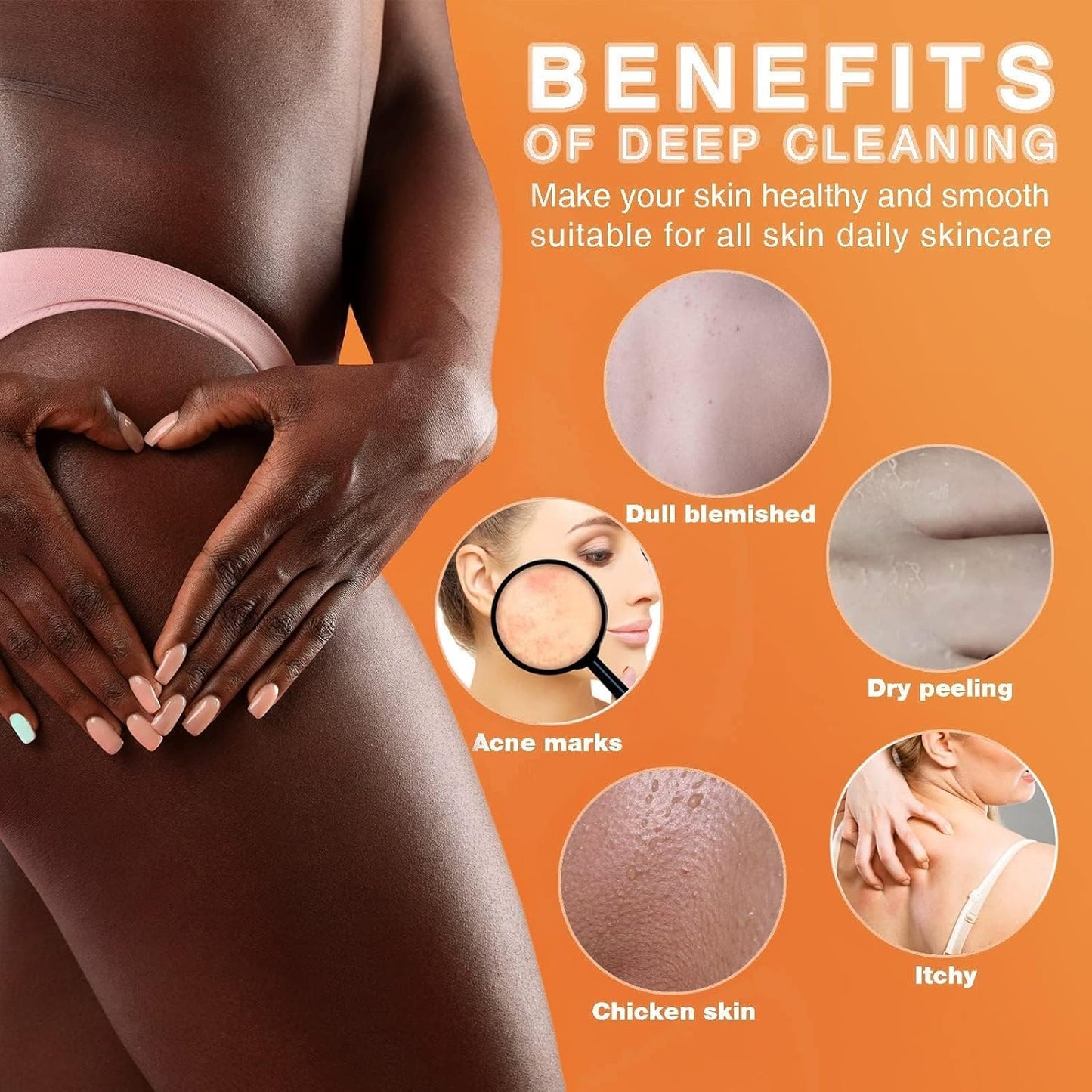 UJFQBH African Bath Sponge Set - Exfoliating Shower Body Scrubber for Smooth Skin | 3 Pieces in Yellow