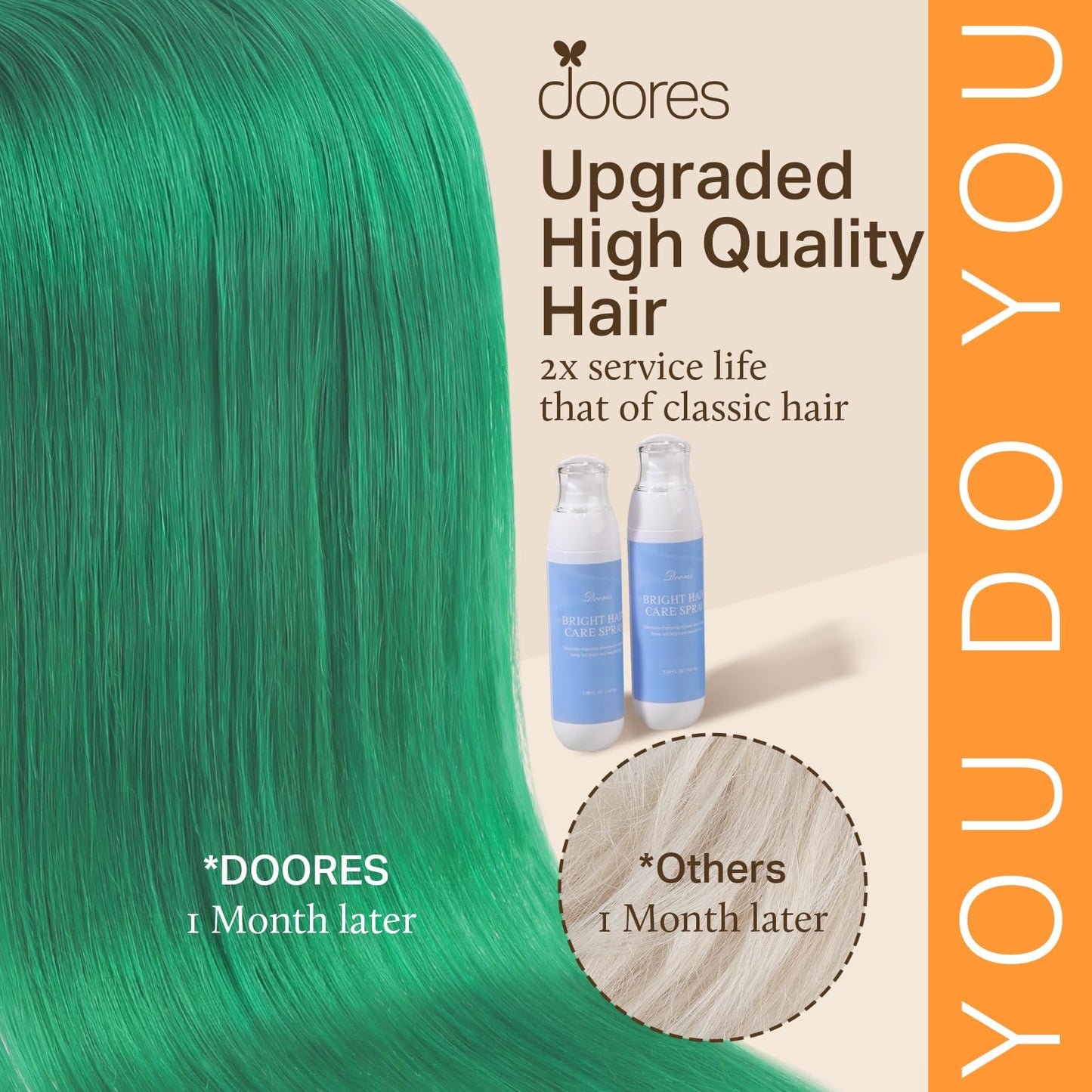 Doores Itips Hair Extensions Human Hair, Green 16 Inch 25g, Hair Extensions, Green Color Extensions For Changing Look