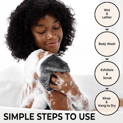 African Net Sponge - Authentic Exfoliating Back Scrub Sponge Set | 2-Piece Bath Scrubber for Smooth Skin