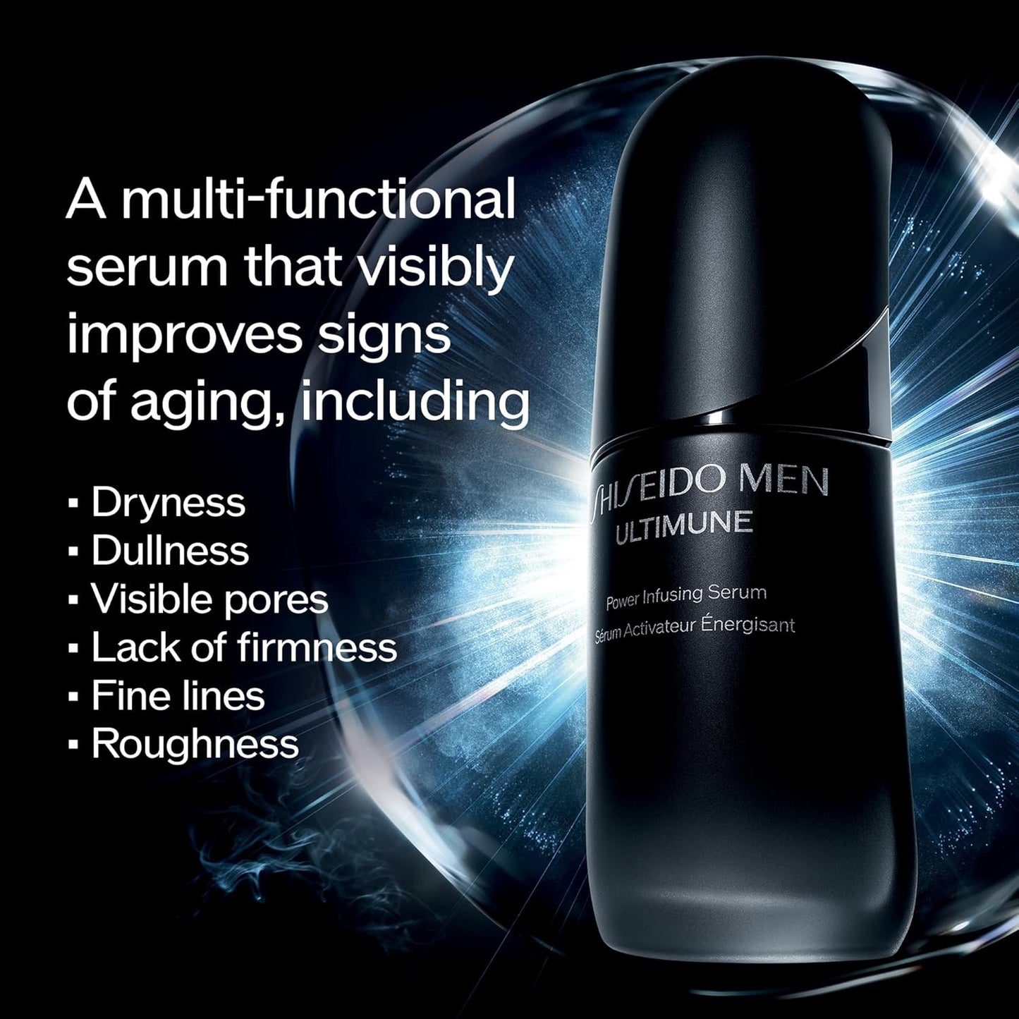 Shiseido Men Ultimune Power Infusing Serum - 50 mL - Boosts Skin Vitality & Reduces Aging Signs