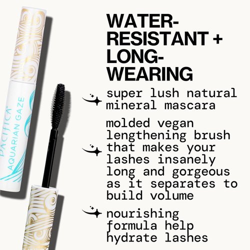 Pacifica Aquarian Gaze Mascara - Abyss Black | Water-Resistant, Lengthening & Smudge-Proof, Vegan & Cruelty-Free