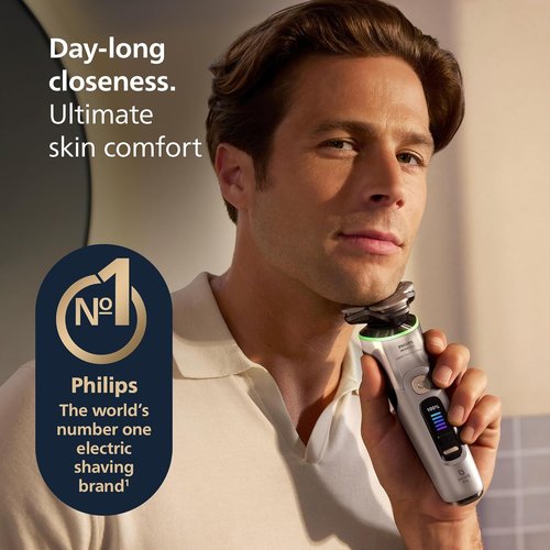 Philips Norelco Shaver i9000 Prestige - Wet & Dry Electric Shaver with SenseIQ Pro Technology | White Gold, Triple Lift & Cut System