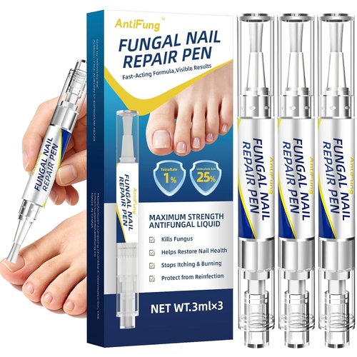 AntiFung Pen by Toenail Fungus Treatment - Extra Strength with 25% Undecylenic Acid - 3-Pack for Effective Nail Repair