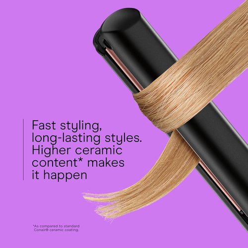 INFINITI PRO CONAIR Rose Gold Ceramic Flat Iron - 1-Inch Extra-Long Plates & Advanced Heat Technology