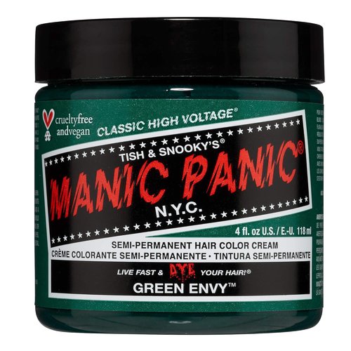 Manic Panic Classic Green Envy Hair Color - Emerald Green Semi-Permanent Dye for All - Vegan & Cruelty-Free (4oz)
