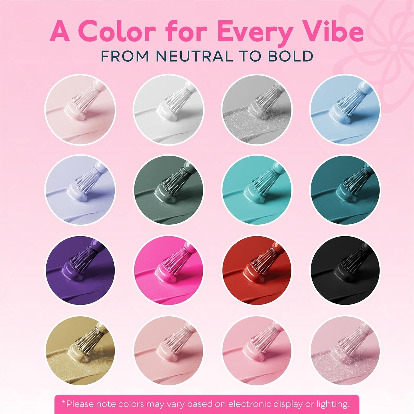 SUNUV Gel Nail Polish Kit - 16 Vibrant Colors with Base & Top Coat | Perfect for DIY Manicure at Home